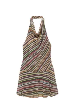 Korte gestreepte halterjurk