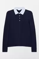 Polo punto manga larga bimateria