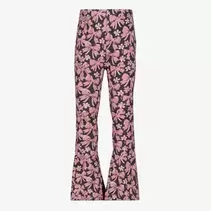 TwoDay flared meisjes broek met bloemenprint roze zwart
