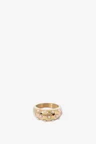 Gold plated ring met parels