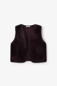 Donkerrood faux fur gilet