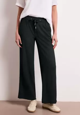 High Waist broek met wijde pijpen in casual pasvorm