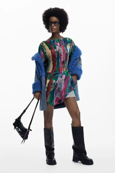 Asymmetrische jurk met rimpels