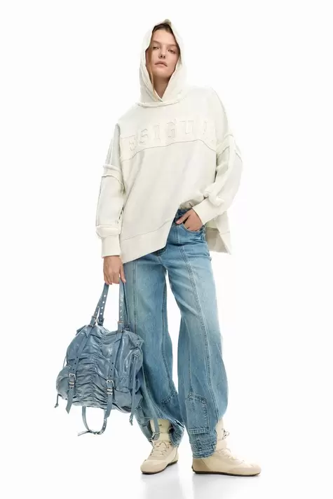 Middelgrote gerimpelde denim rugzak