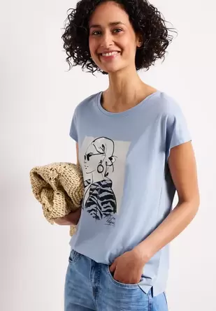 Shirt met hangende schouder en print