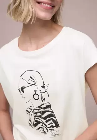 Shirt met hangende schouder en print