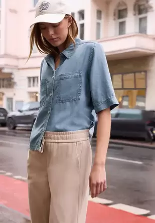 Blouse met korte mouwen in een verwassen look