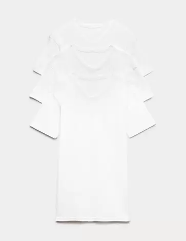 Set van 3 zuiver katoenen T-shirt-hemdjes met V-hals