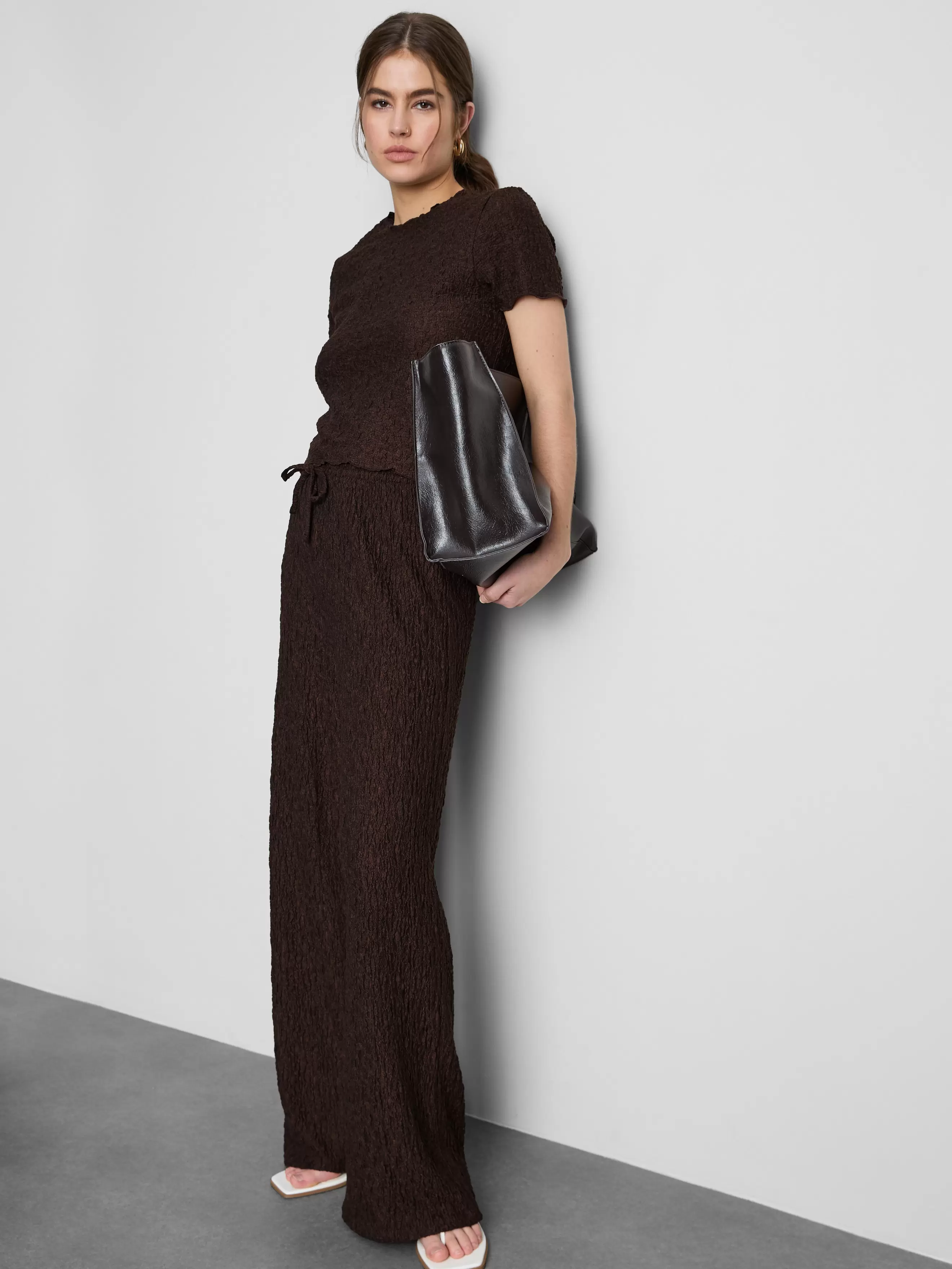 Gekreukelde broek met rechte pijpen en trekkoord