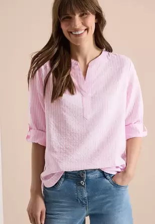 blouse met 3/4 mouwen in seersucker kwaliteit