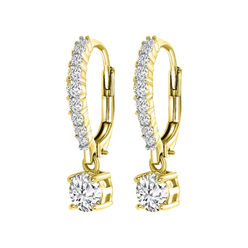 Zilveren goldplated oorringen met hanger zirkonia met zirkonia voor dames