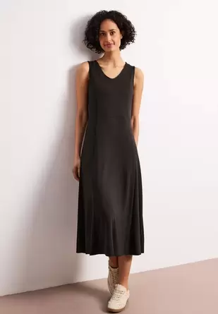 Midi-jurk zonder mouwen in effen kleur