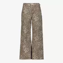 TwoDay meisjes wide leg jeans met luipaardprint bruin