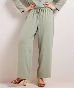 Wide fit broek uni met koordje