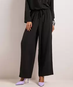 Wide fit broek uni met koordje