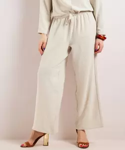 Wide fit broek uni met koordje