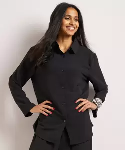 Blouse uni met knoopsluiting