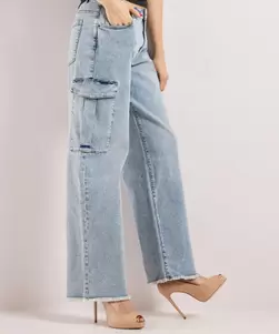 Wide fit stretch jeans cargo