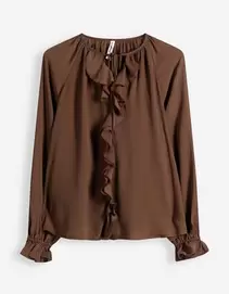 Blouse - Volants - bruin