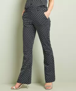 Flared fit broek travelstof polkadot