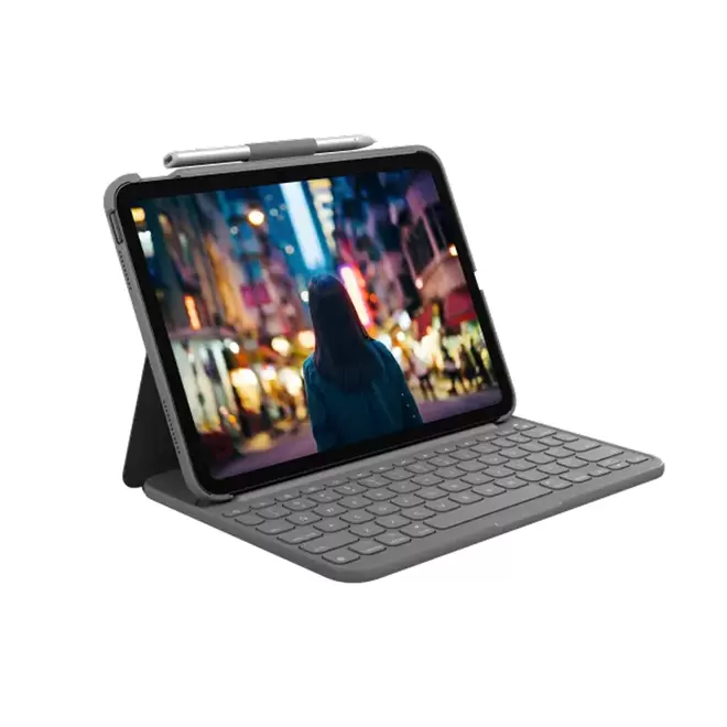 Slim Folio hoes met toetsenbord - iPad 10.9" (2022) / iPad 11" (2025) - Grijs