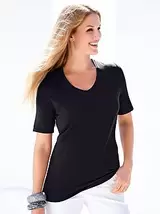 Shirt met korte mou­wen en V-hals