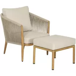 Loungestoel Bandol met voetenbankje - beige