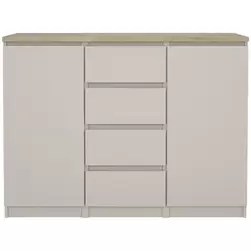 Ladekast Naia 2 deurs met 4 lades - greige/eiken - 90,7x120,6x50 cm