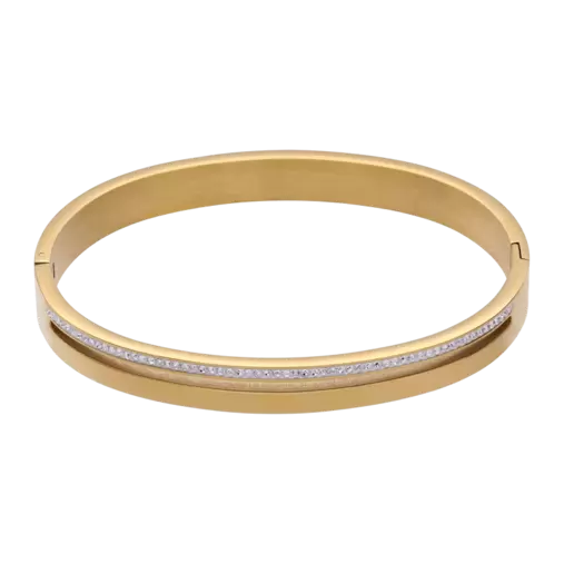 Stainless steel goldplated bangle met kristal voor dames