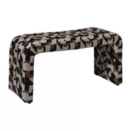 Bankje grafisch - zwart/beige - 49x100x36 cm