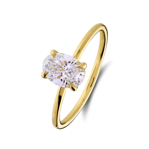 14 karaat ring met lab grown diamant 1ct ovaal