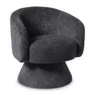 Draaifauteuil bouclé - zwart - 74x68x66 cm