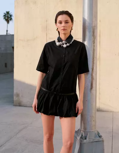 Oversized Balloon Mini Jurk Zwart