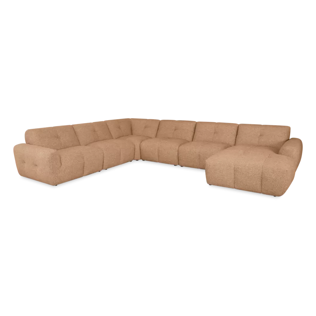 Hoekbank Andalucia - U-bank XXL - stof Cayenne Cognac - comfortable loungebank