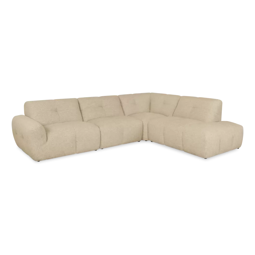 Hoekbank Andalucia - 3-zits + ottomane - stof Cayenne Shitake - comfortabele loungebank