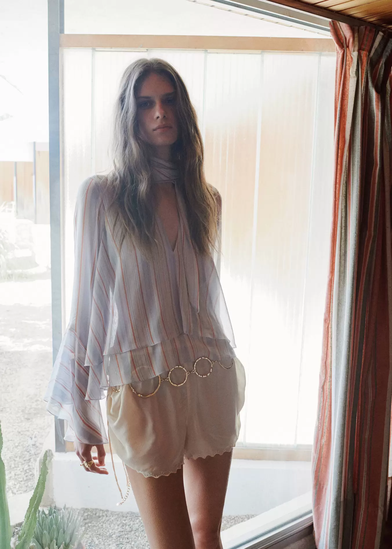 Gestreepte blouse met ruches