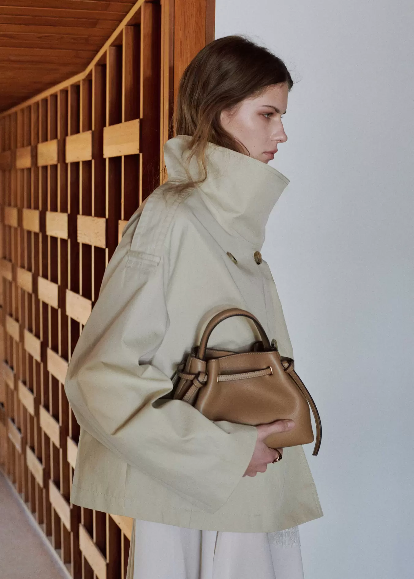 Bucketbag met leereffect