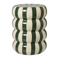 Bijzettafel bubbles stripes - beige/groen - ø35x45 cm