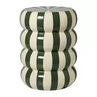 Bijzettafel bubbles stripes - beige/groen - ø35x45 cm