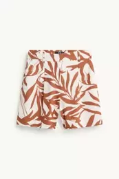 Short - mid waist - linnenmix - met patroon