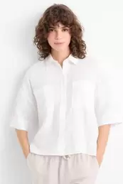 Linnen overhemdblouse