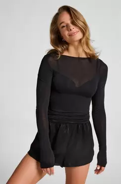 Super soft Boothals shirt met Cashmere Zwart