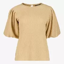 TwoDay dames top met pofmouwen beige