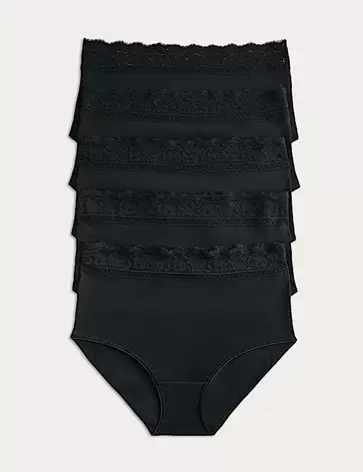 Set van 5 tailleslips van katoen en Lycra® met kant