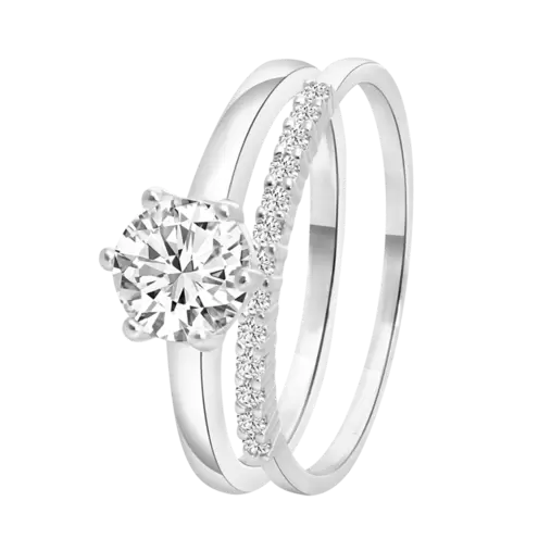 Zilveren dubbele ring met zirkonia