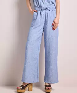 Linnenlook wide fit broek