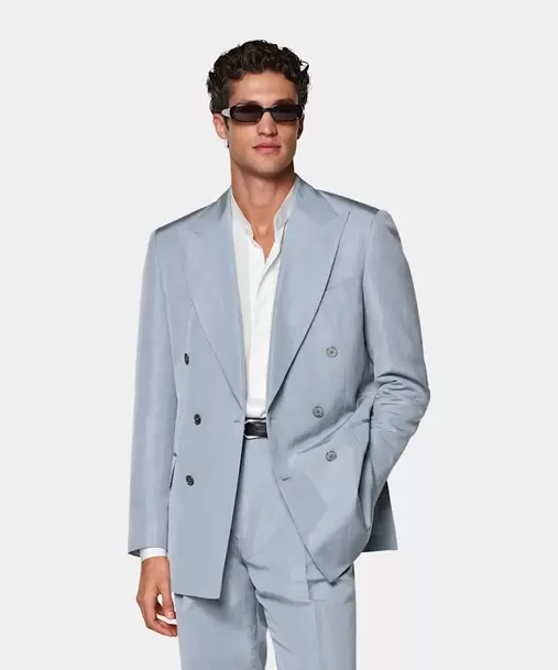 Mid Blue Tailored Fit Milano Suit