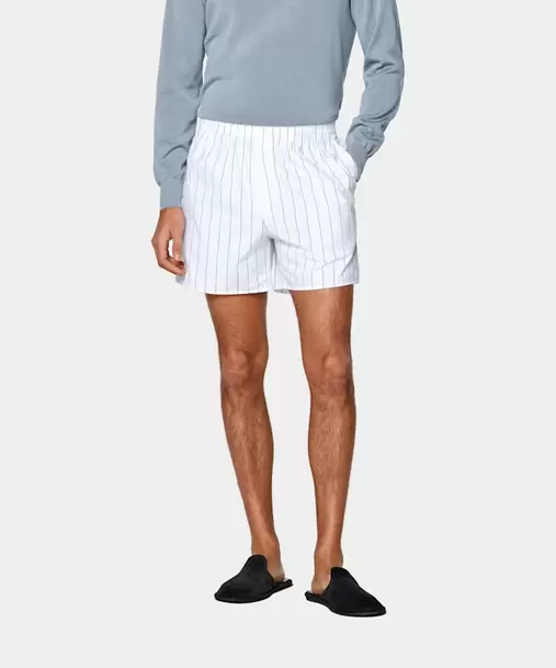 White Striped Straight Leg Shorts