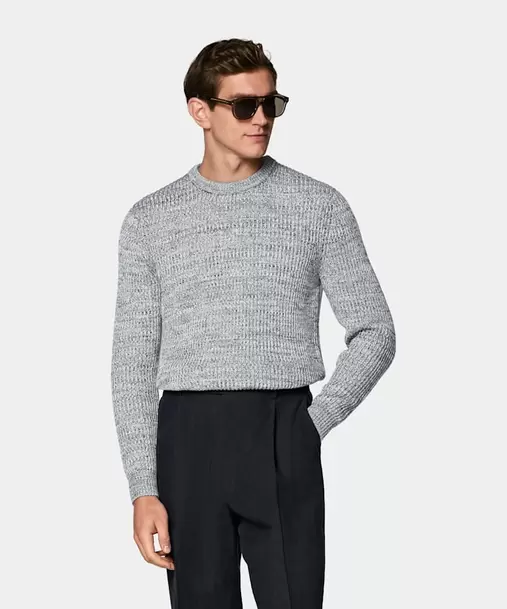 Light Blue Mouliné Crewneck