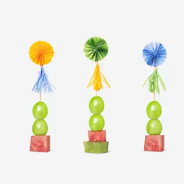 Food picks with paper fans and tassels - 3 pcs